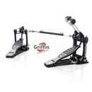 Double Kick Drum Pedal for Bass Drum by GRIFFIN - Deluxe Twin Set Foot Pedal - Quad Sided Beater Heads - Dual Pedal Two Chain Drive Hardware