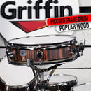Piccolo Snare Drum 13" x 3.5" by GRIFFIN | 100% Poplar Wood Shell with Black Hickory Finish & Coated Drum Head | Professional Drummers Deluxe Percussion Instrument with Bright Tone & Brilliant Attack