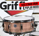 Oak Wood Snare Drum by GRIFFIN | PVC on Poplar Wood Shell 14" x 5.5" | Percussion Musical Instrument with Drummers Key for Students & Professionals|8 Tuning Lugs & Deluxe Snare Strainer
