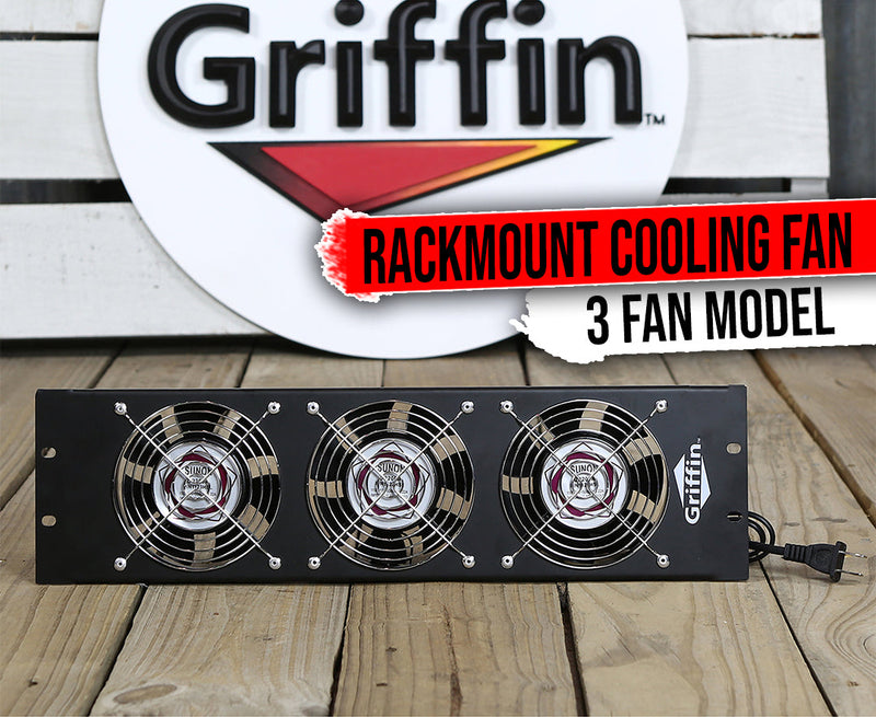 GRIFFIN Rackmount Cooling Fan | 3U Ultra-Quiet Triple Exhaust Fans, Keep Studio Audio Equipment Gear Cool | Rack Mount on Network IT System Server Rails | DJ PA AMP Temperature Control Panel Cabinet