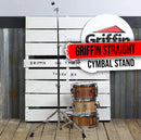 Straight Cymbal Stand by GRIFFIN | Deluxe Percussion Drum Hardware Set for Mounting Medium-Duty Crash, Ride & Splash Cymbals | Double Braced Legs, Slip-Proof Gear Holder | Light for Mobile Drummers
