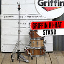 Deluxe Hi-Hat Stand by GRIFFIN | Hi Hat Cymbal Pedal With Pull Chain | HiHat Mount with Chrome Double Braced Hardware Accessory Set | Adjustable High Hat Holder Ideal for Mobile Percussion Drummers