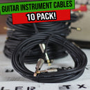 Guitar Cables (10 Pack) Instrument Cord by FAT TOAD | 24 AWG Patch Conductor for Electric Guitar, Bass, Amplifier, Speaker, Keyboard & Recording Studio | Shielded 20FT 1/4 Inch Gold Straight-End Wires