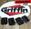 Flush Speaker Cabinet Handles for DJ PA Rack Road Case (Set of 4) by GRIFFIN | Spring Loaded Recessed Metal Flip Pull with Rubber Padding for Trunk Chest Flight Carry Case | Pro-Audio Stage Gear Parts