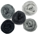Grey Spectrum Carded Corriedale Wool Sliver Variety Pack by Revolution Fibers