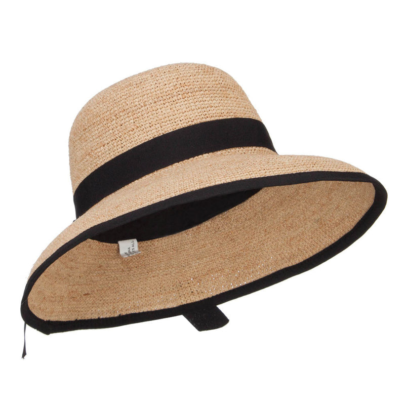 Wide Brim Raffia Straw Bucket Cloche