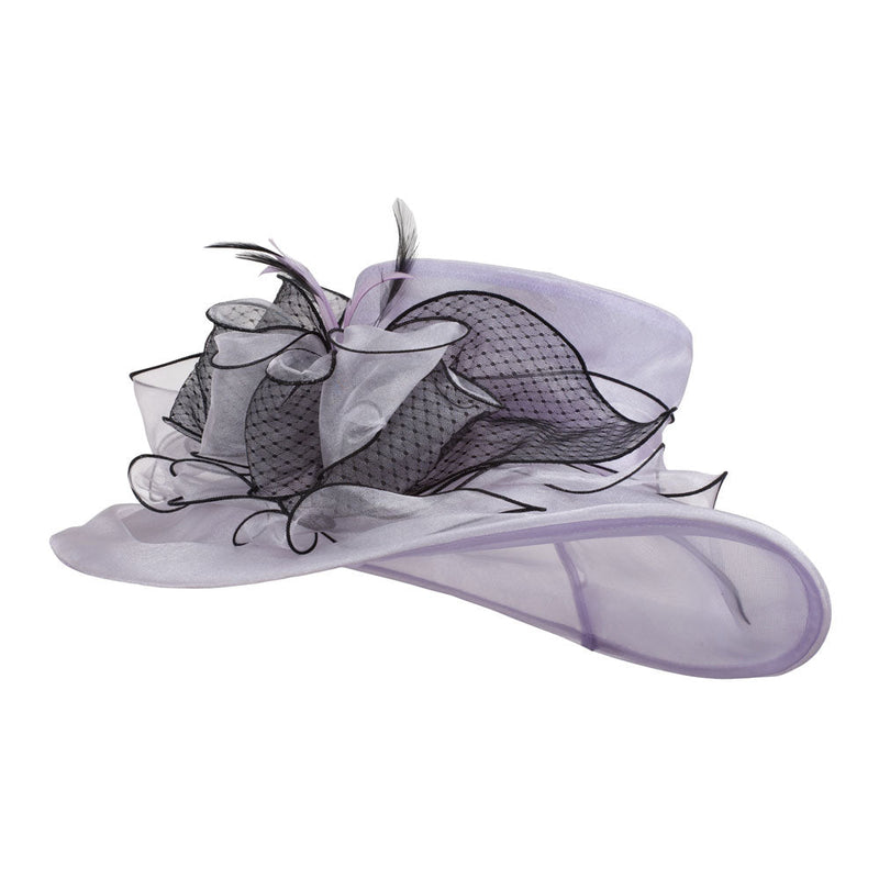 Two Tone Ruffle Bow Organza Hat