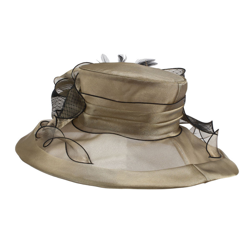 Two Tone Ruffle Bow Organza Hat