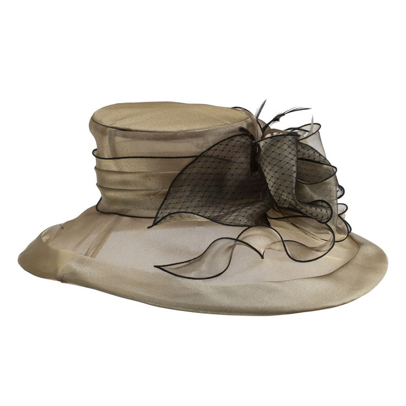 Two Tone Ruffle Bow Organza Hat