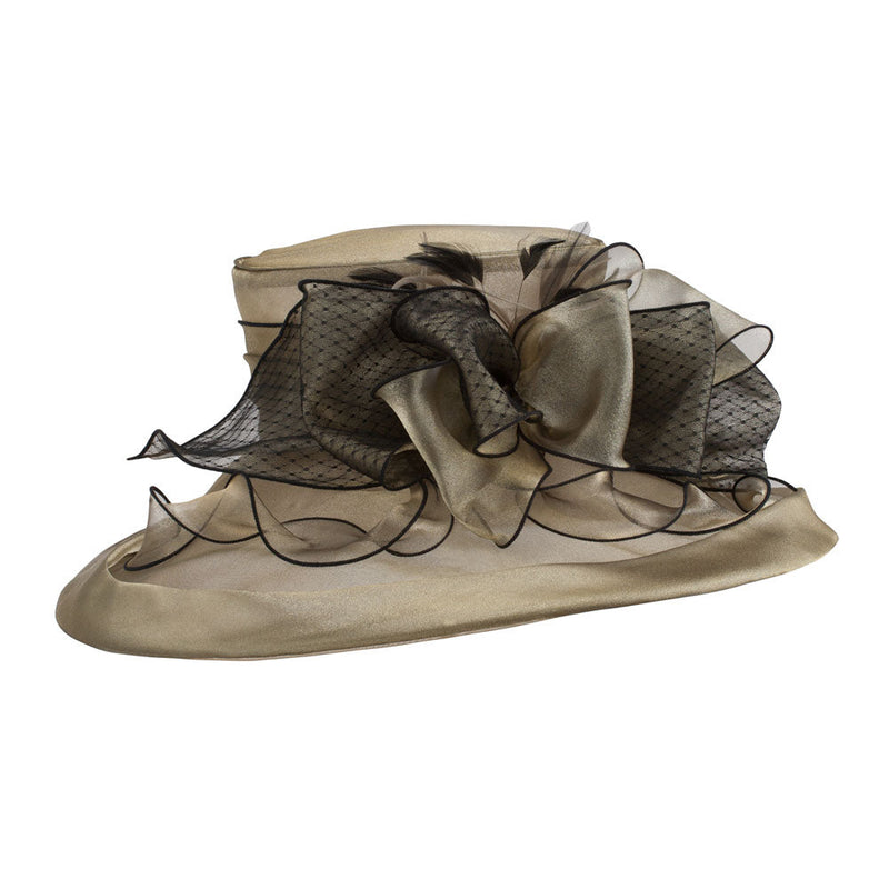 Two Tone Ruffle Bow Organza Hat