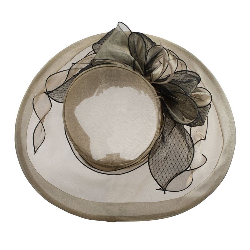 Two Tone Ruffle Bow Organza Hat
