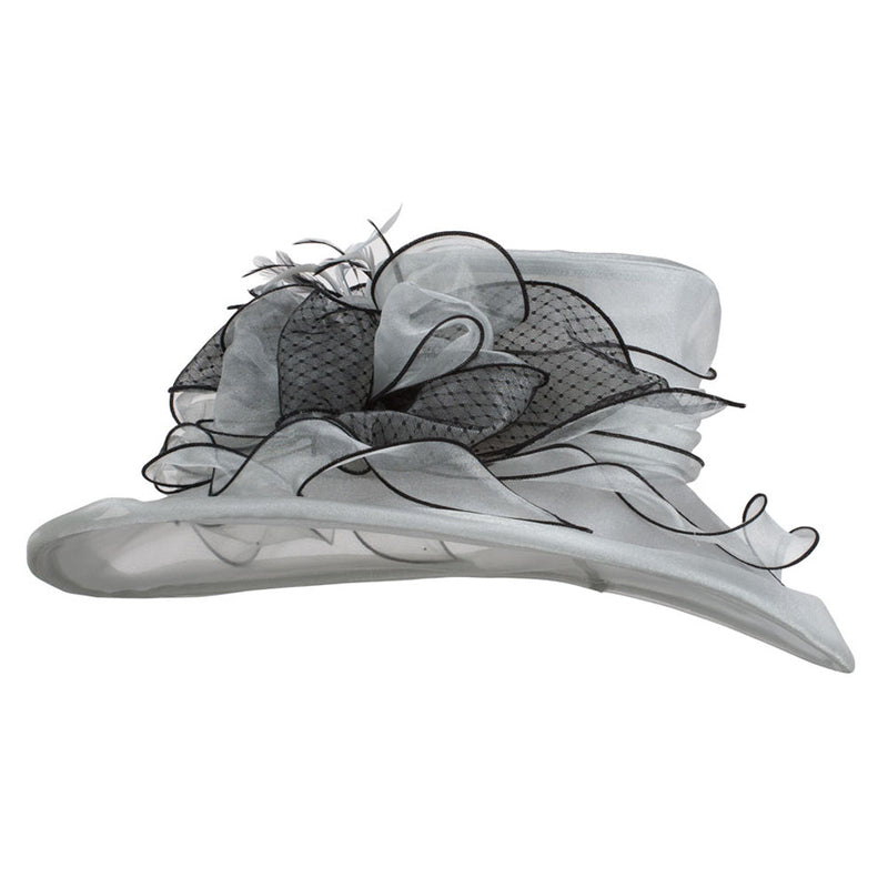 Two Tone Ruffle Bow Organza Hat