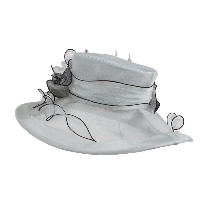 Two Tone Ruffle Bow Organza Hat