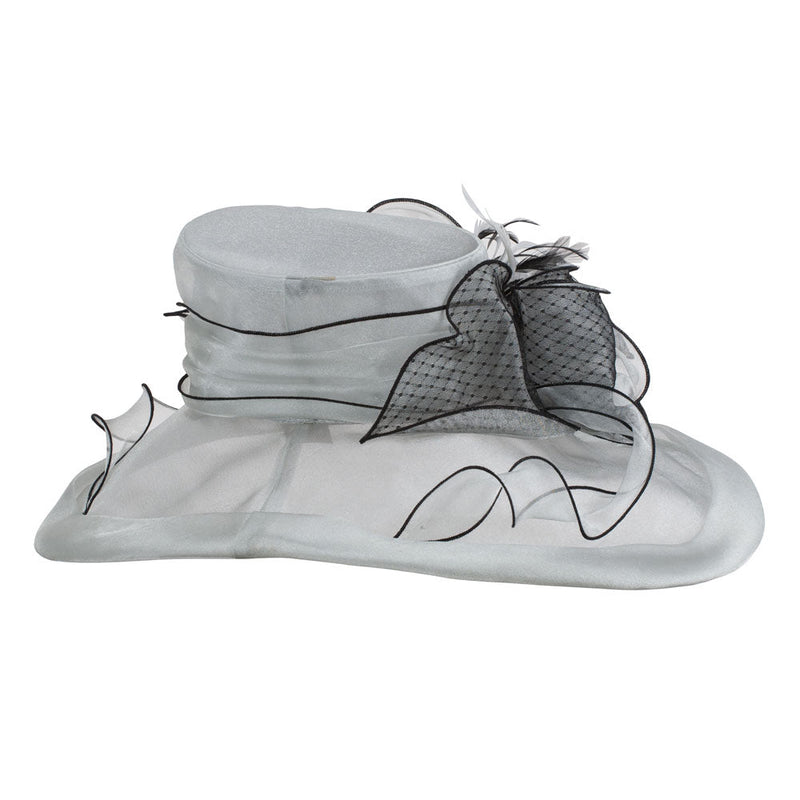 Two Tone Ruffle Bow Organza Hat