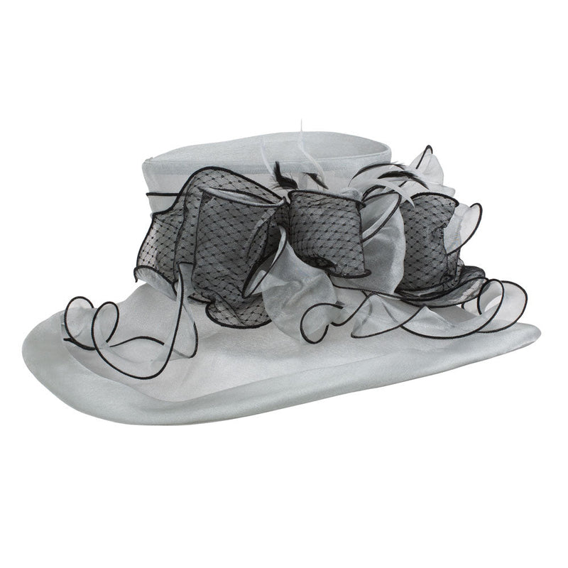 Two Tone Ruffle Bow Organza Hat