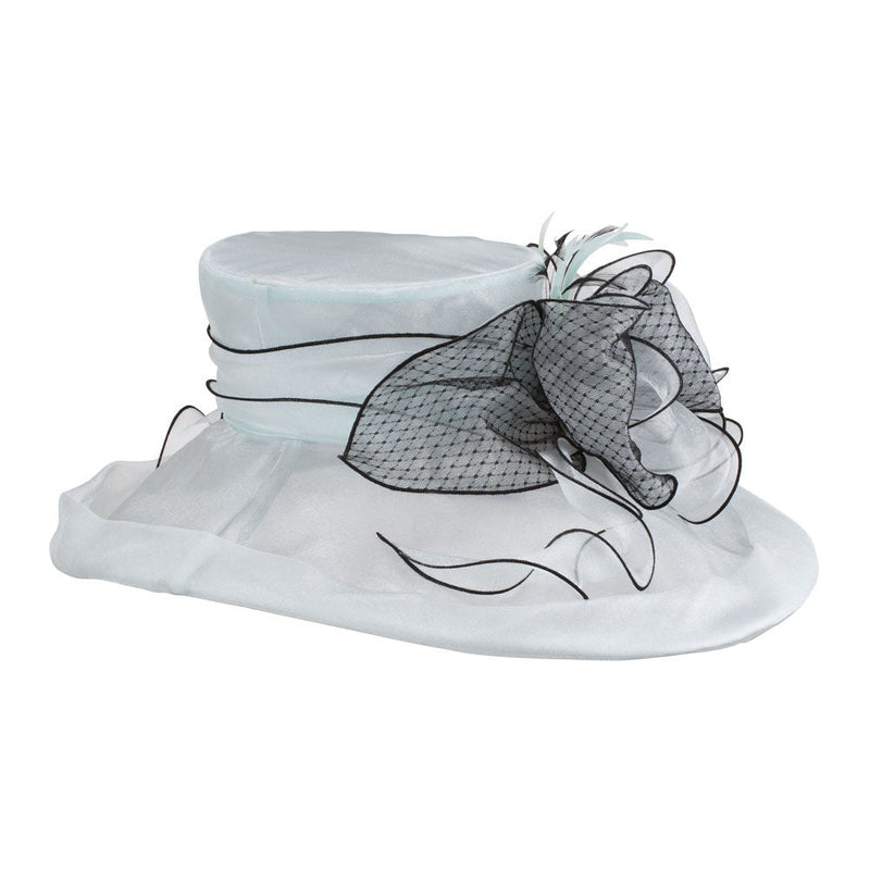 Two Tone Ruffle Bow Organza Hat
