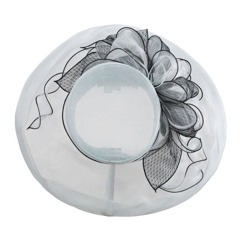 Two Tone Ruffle Bow Organza Hat