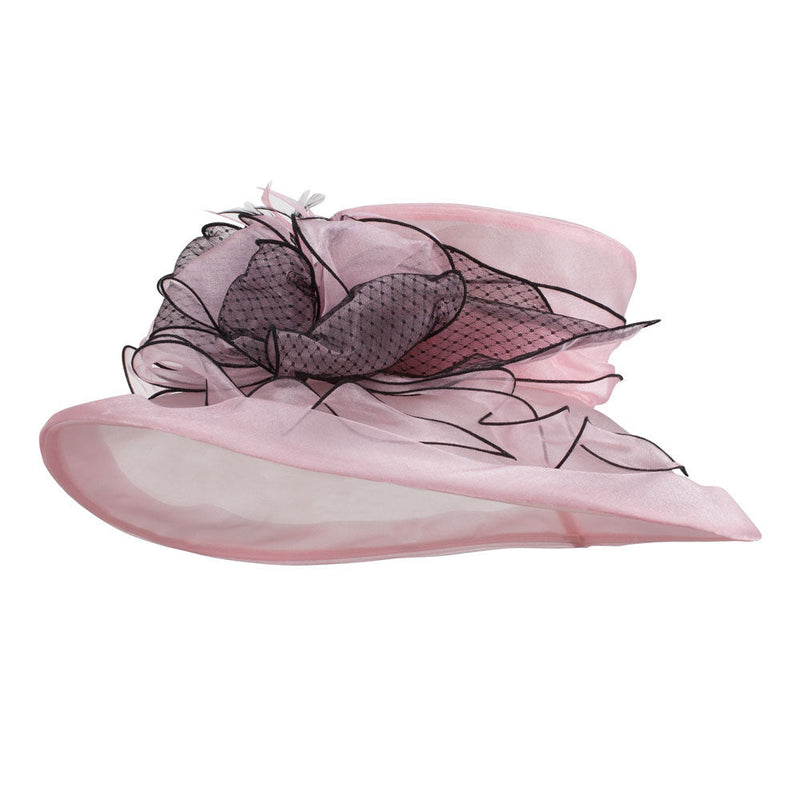 Two Tone Ruffle Bow Organza Hat
