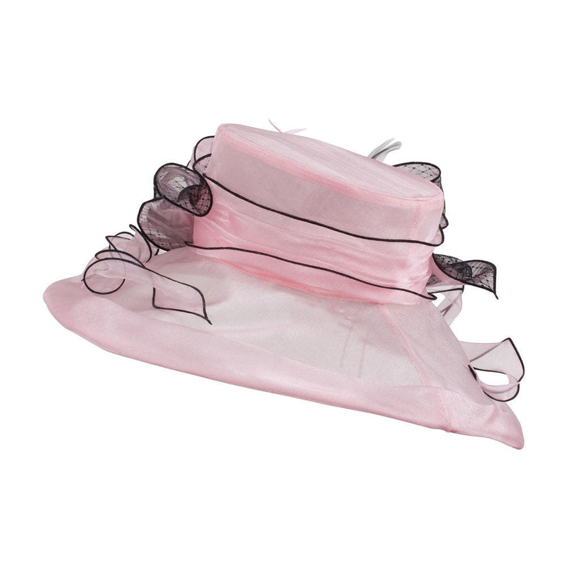 Two Tone Ruffle Bow Organza Hat