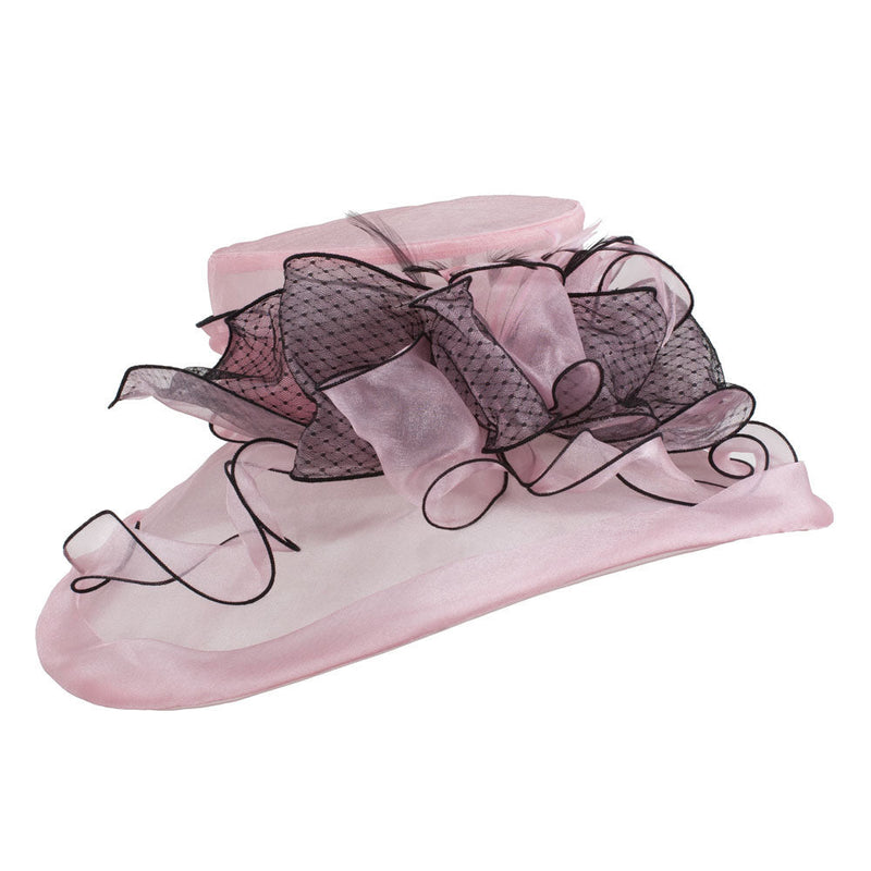 Two Tone Ruffle Bow Organza Hat
