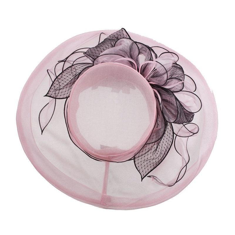 Two Tone Ruffle Bow Organza Hat