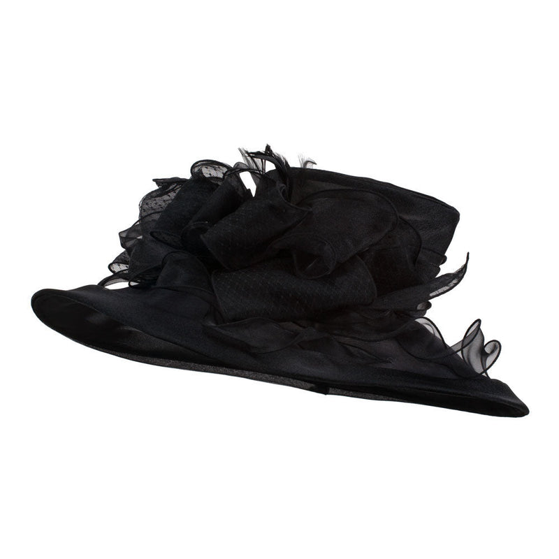 Two Tone Ruffle Bow Organza Hat