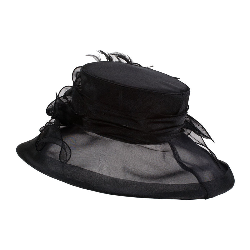 Two Tone Ruffle Bow Organza Hat