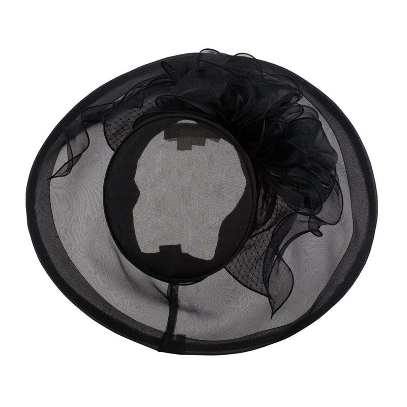Two Tone Ruffle Bow Organza Hat