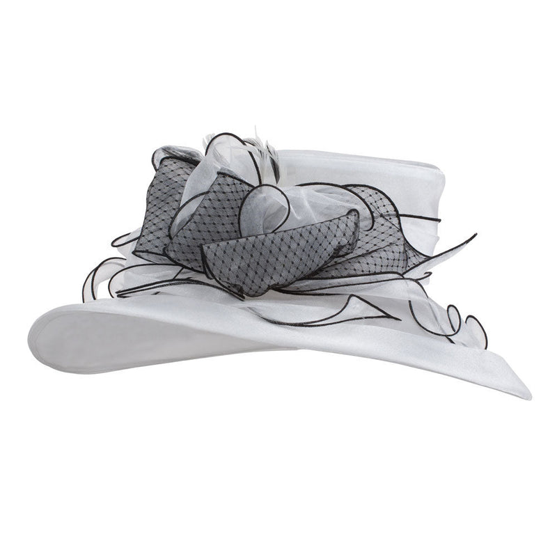 Two Tone Ruffle Bow Organza Hat
