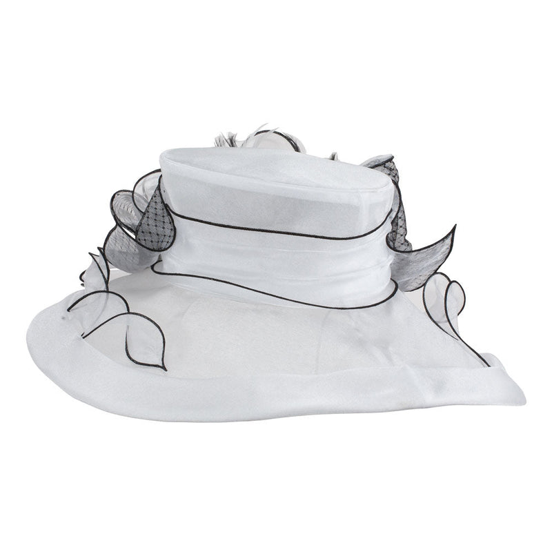 Two Tone Ruffle Bow Organza Hat
