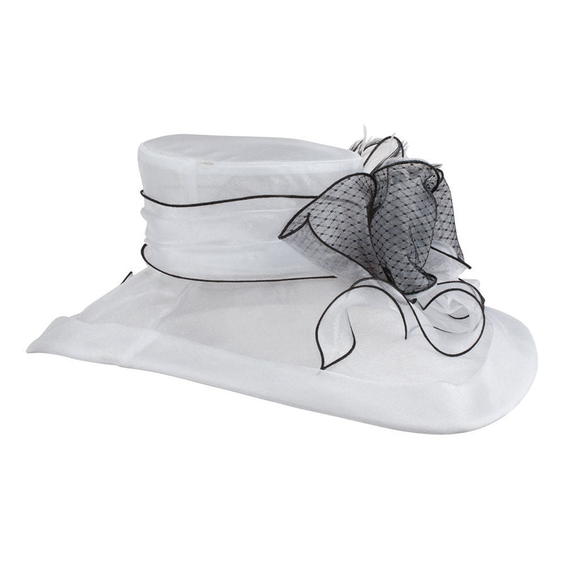 Two Tone Ruffle Bow Organza Hat