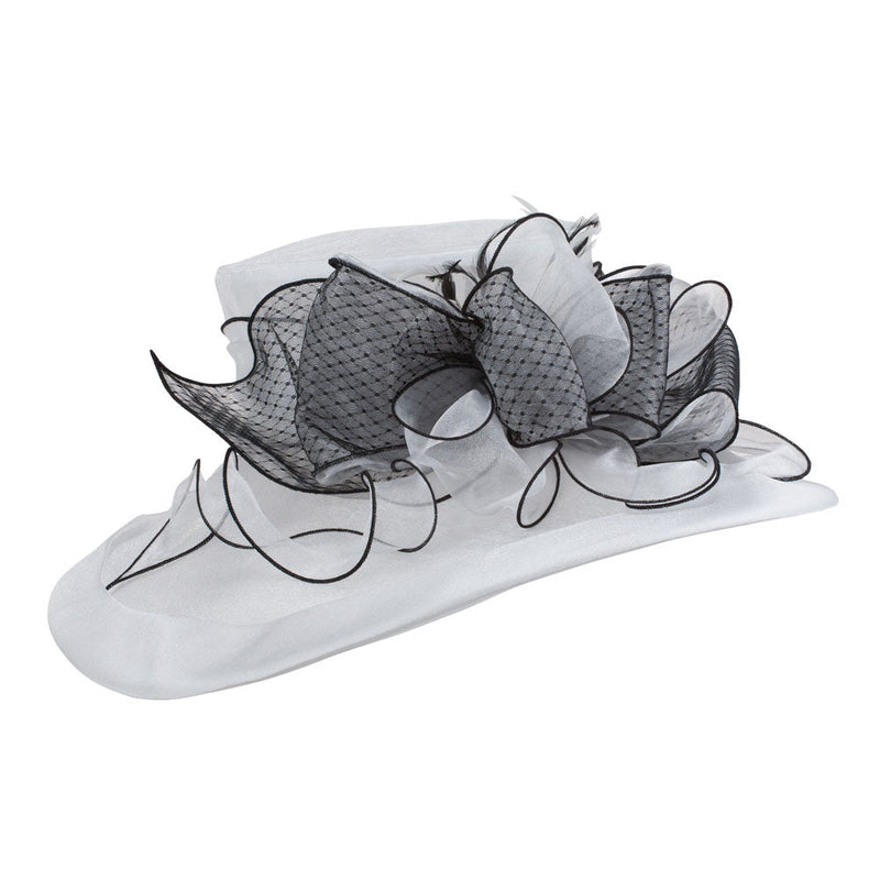 Two Tone Ruffle Bow Organza Hat