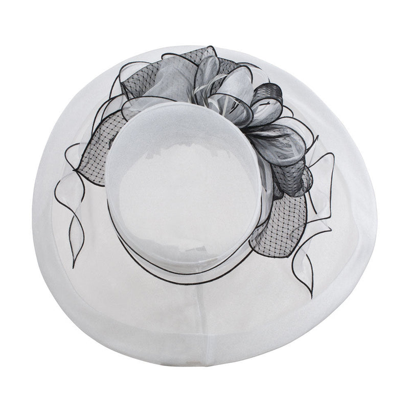Two Tone Ruffle Bow Organza Hat