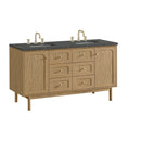 James Martin Laurent 60" Dual Mount Double Bathroom Vanity, Light Natural Oak