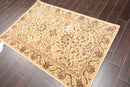 3'10" x 5'9"45-2113-IV Handmade New Zealand Wool & Silk Area Rug Tan