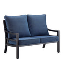 Black Aluminum Deep Seating Loveseat with Cushions