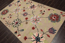 5' x 8' Handmade Wool Loop Pile Floral Traditional Oriental Area Rug Taupe