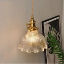 GobekUsa Clear Glass LED Pendant Lights with Copper Knob Switch for Dining Room
