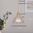 GobekUsa Clear Glass LED Pendant Lights with Copper Knob Switch for Dining Room