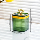 Ribbed clear & olive green acrylic seasoning jar set kitchen storage by Decorbites