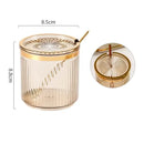 Ribbed clear & olive green acrylic seasoning jar set kitchen storage by Decorbites