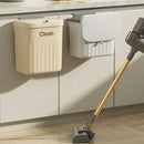 Ribbed cream and gray kitchen cabinet hanging trash by Decorbites