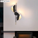 GobekUsa Ribbed Curved Sheet Sconce - Postmodern 2 Heads Wall Mount Lighting for Stair - Black & Gold
