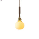 GobekUsa Ceramic LED Pendant Lamp, Walnut Wood Nordic Hanging Light Fixtures
