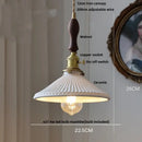 GobekUsa Ceramic LED Pendant Lamp, Walnut Wood Nordic Hanging Light Fixtures