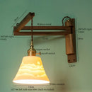 GobekUsa Ceramic LED Wall Sconce Walnut Wood Copper Pull Chain Switch Light
