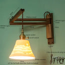 GobekUsa Ceramic LED Wall Sconce Walnut Wood Copper Pull Chain Switch Light