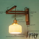 GobekUsa Ceramic LED Wall Sconce Walnut Wood Copper Pull Chain Switch Light