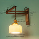 GobekUsa Ceramic LED Wall Sconce Walnut Wood Copper Pull Chain Switch Light