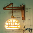 GobekUsa Ceramic LED Wall Sconce Walnut Wood Copper Pull Chain Switch Light